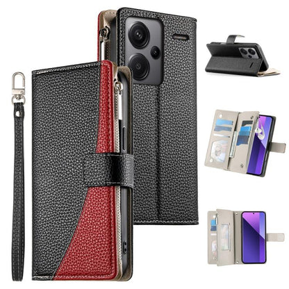 Stitching Multi-card Zipper Wallet Leather Phone Case with Short Strap, For Redmi K70E / Xiaomi Poco X6 Pro, For Redmi Note 13 Pro / Xiaomi Poco X6, For Redmi Note 13 5G Global, For Redmi Note 13 Pro+ Global, For Redmi 12 4G / 5G / Note 12R            ...