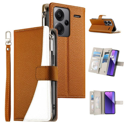 Stitching Multi-card Zipper Wallet Leather Phone Case with Short Strap, For Redmi K70E / Xiaomi Poco X6 Pro, For Redmi Note 13 Pro / Xiaomi Poco X6, For Redmi Note 13 5G Global, For Redmi Note 13 Pro+ Global, For Redmi 12 4G / 5G / Note 12R            ...