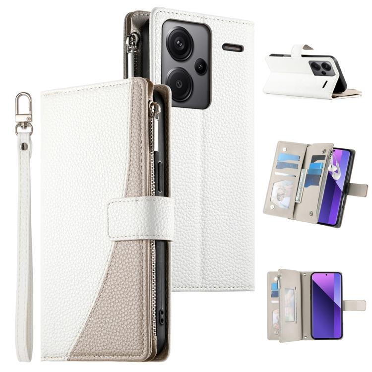 Stitching Multi-card Zipper Wallet Leather Phone Case with Short Strap, For Redmi K70E / Xiaomi Poco X6 Pro, For Redmi Note 13 Pro / Xiaomi Poco X6, For Redmi Note 13 5G Global, For Redmi Note 13 Pro+ Global, For Redmi 12 4G / 5G / Note 12R            ...