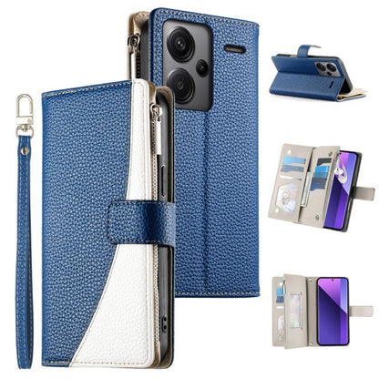 Stitching Multi-card Zipper Wallet Leather Phone Case with Short Strap, For Redmi K70E / Xiaomi Poco X6 Pro, For Redmi Note 13 Pro / Xiaomi Poco X6, For Redmi Note 13 5G Global, For Redmi Note 13 Pro+ Global, For Redmi 12 4G / 5G / Note 12R            ...