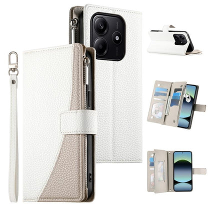 White leather zipper wallet phone case with short strap and card holder