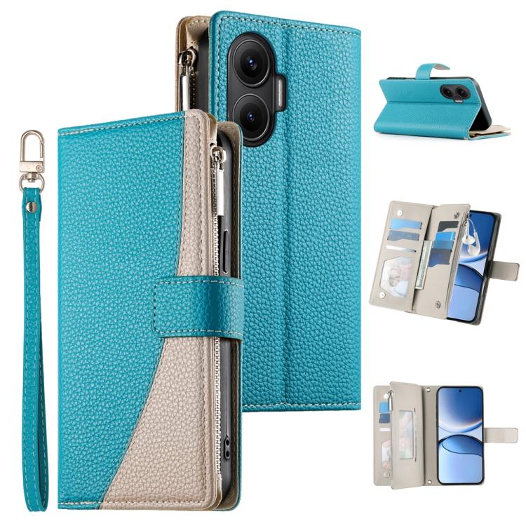 Stitching Multi-card Zipper Wallet Leather Phone Case with Short Strap, For Redmi A7 Pro 4G / 5G 171mm / Poco C85x 5G, For Redmi 15a 5G, For Redmi Turbo 5 Max 5G / Poco X8 Pro Max 5G, For Redmi Note 15 Pro+ 5G 163.3mm / Poco M8 Pro 5G                  ...