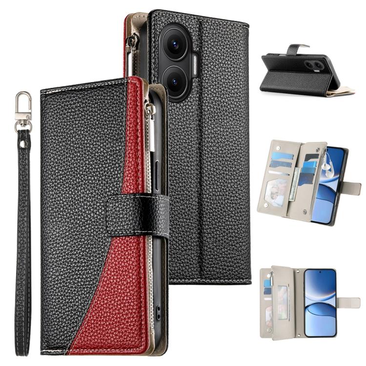 Stitching Multi-card Zipper Wallet Leather Phone Case with Short Strap, For Redmi A7 Pro 4G / 5G 171mm / Poco C85x 5G, For Redmi 15a 5G, For Redmi Turbo 5 Max 5G / Poco X8 Pro Max 5G, For Redmi Note 15 Pro+ 5G 163.3mm / Poco M8 Pro 5G                  ...