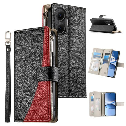Stitching Multi-card Zipper Wallet Leather Phone Case with Short Strap, For Redmi A7 Pro 4G / 5G 171mm / Poco C85x 5G, For Redmi 15a 5G, For Redmi Turbo 5 Max 5G / Poco X8 Pro Max 5G, For Redmi Note 15 Pro+ 5G 163.3mm / Poco M8 Pro 5G                  ...
