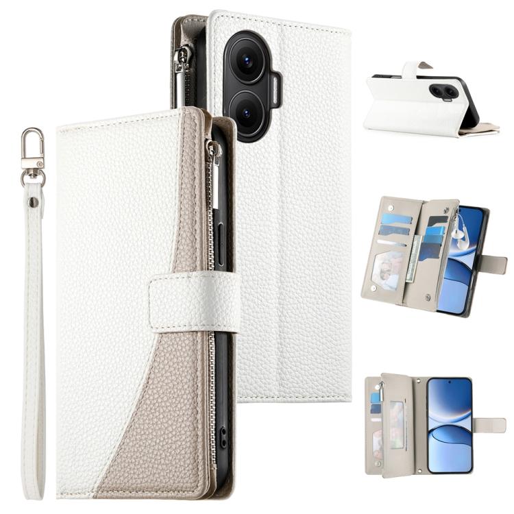 Stitching Multi-card Zipper Wallet Leather Phone Case with Short Strap, For Redmi A7 Pro 4G / 5G 171mm / Poco C85x 5G, For Redmi 15a 5G, For Redmi Turbo 5 Max 5G / Poco X8 Pro Max 5G, For Redmi Note 15 Pro+ 5G 163.3mm / Poco M8 Pro 5G                  ...