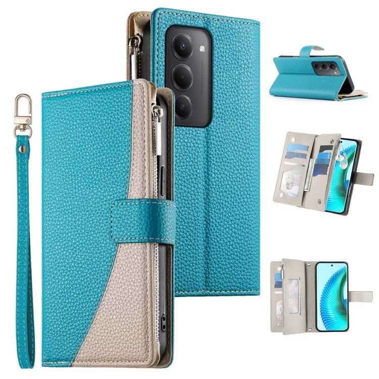 Stitching Multi-card Zipper Wallet Leather Phone Case with Short Strap, For Redmi A7 Pro 4G / 5G 171mm / Poco C85x 5G, For Redmi 15a 5G, For Redmi Turbo 5 Max 5G / Poco X8 Pro Max 5G, For Redmi Note 15 Pro+ 5G 163.3mm / Poco M8 Pro 5G                  ...