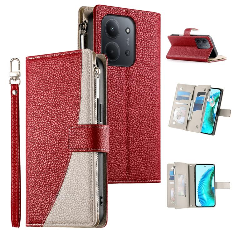 Stitching Multi-card Zipper Wallet Leather Phone Case with Short Strap, For Redmi A7 Pro 4G / 5G 171mm / Poco C85x 5G, For Redmi 15a 5G, For Redmi Turbo 5 Max 5G / Poco X8 Pro Max 5G, For Redmi Note 15 Pro+ 5G 163.3mm / Poco M8 Pro 5G                  ...