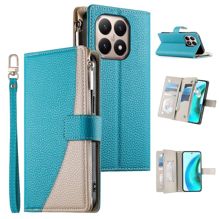 Stitching Multi-card Zipper Wallet Leather Phone Case with Short Strap, For Redmi A7 Pro 4G / 5G 171mm / Poco C85x 5G, For Redmi 15a 5G, For Redmi Turbo 5 Max 5G / Poco X8 Pro Max 5G, For Redmi Note 15 Pro+ 5G 163.3mm / Poco M8 Pro 5G                  ...