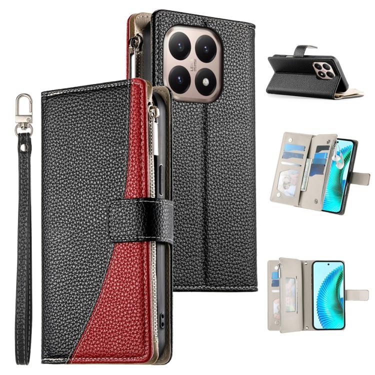 Stitching Multi-card Zipper Wallet Leather Phone Case with Short Strap, For Redmi A7 Pro 4G / 5G 171mm / Poco C85x 5G, For Redmi 15a 5G, For Redmi Turbo 5 Max 5G / Poco X8 Pro Max 5G, For Redmi Note 15 Pro+ 5G 163.3mm / Poco M8 Pro 5G                  ...
