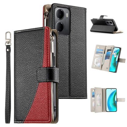 Stitching Multi-card Zipper Wallet Leather Phone Case with Short Strap, For Redmi A7 Pro 4G / 5G 171mm / Poco C85x 5G, For Redmi 15a 5G, For Redmi Turbo 5 Max 5G / Poco X8 Pro Max 5G, For Redmi Note 15 Pro+ 5G 163.3mm / Poco M8 Pro 5G                  ...