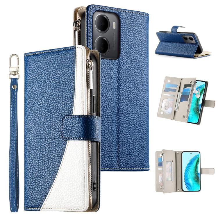 Stitching Multi-card Zipper Wallet Leather Phone Case with Short Strap, For Redmi A7 Pro 4G / 5G 171mm / Poco C85x 5G, For Redmi 15a 5G, For Redmi Turbo 5 Max 5G / Poco X8 Pro Max 5G, For Redmi Note 15 Pro+ 5G 163.3mm / Poco M8 Pro 5G                  ...