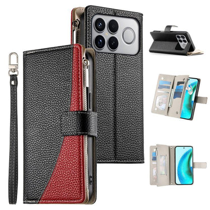 Stitching Multi-card Zipper Wallet Leather Phone Case with Short Strap, For Redmi A7 Pro 4G / 5G 171mm / Poco C85x 5G, For Redmi 15a 5G, For Redmi Turbo 5 Max 5G / Poco X8 Pro Max 5G, For Redmi Note 15 Pro+ 5G 163.3mm / Poco M8 Pro 5G                  ...