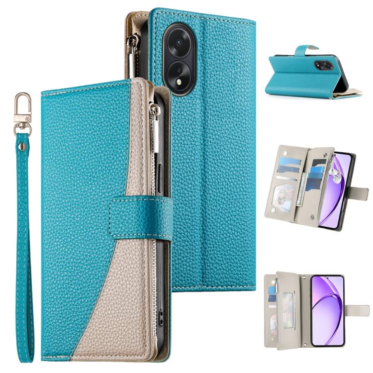 Stitching Multi-card Zipper Wallet Leather Phone Case with Short Strap, For OPPO Reno11 F / F25 Pro India, For OPPO Reno11 Global, For OPPO Reno11 Pro Global, For OPPO A18 / A38 Global, For OPPO A58 4G Global, For OPPO Reno10 / Reno10 Pro Global       ...