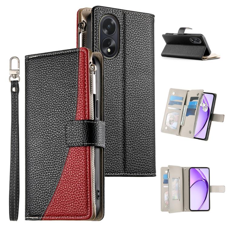 Stitching Multi-card Zipper Wallet Leather Phone Case with Short Strap, For OPPO Reno11 F / F25 Pro India, For OPPO Reno11 Global, For OPPO Reno11 Pro Global, For OPPO A18 / A38 Global, For OPPO A58 4G Global, For OPPO Reno10 / Reno10 Pro Global       ...
