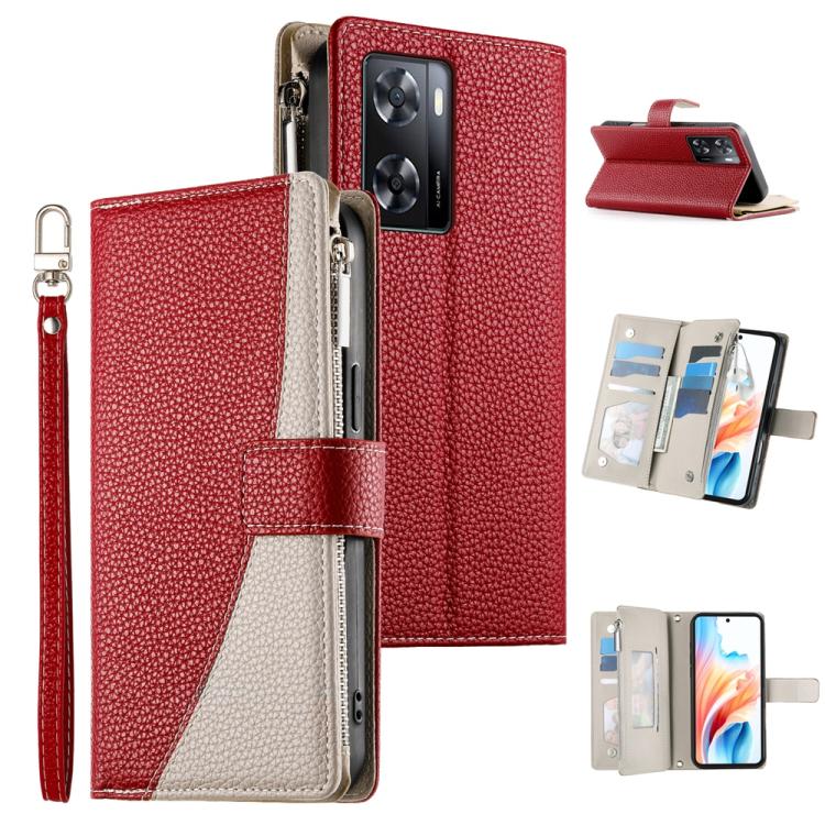 Stitching Multi-card Zipper Wallet Leather Phone Case with Short Strap, For OPPO Reno11 F / F25 Pro India, For OPPO Reno11 Global, For OPPO Reno11 Pro Global, For OPPO A18 / A38 Global, For OPPO A58 4G Global, For OPPO Reno10 / Reno10 Pro Global       ...