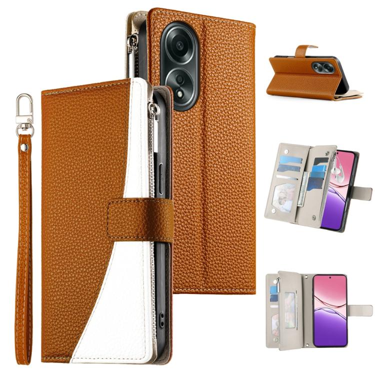 Stitching Multi-card Zipper Wallet Leather Phone Case with Short Strap, For OPPO Reno11 F / F25 Pro India, For OPPO Reno11 Global, For OPPO Reno11 Pro Global, For OPPO A18 / A38 Global, For OPPO A58 4G Global, For OPPO Reno10 / Reno10 Pro Global       ...
