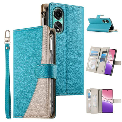 Stitching Multi-card Zipper Wallet Leather Phone Case with Short Strap, For OPPO Reno11 F / F25 Pro India, For OPPO Reno11 Global, For OPPO Reno11 Pro Global, For OPPO A18 / A38 Global, For OPPO A58 4G Global, For OPPO Reno10 / Reno10 Pro Global       ...