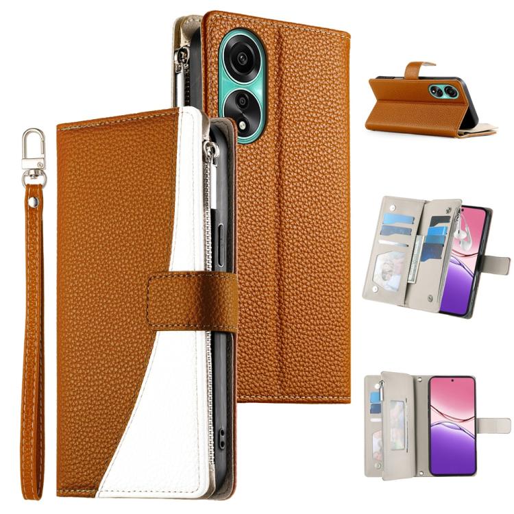 Stitching Multi-card Zipper Wallet Leather Phone Case with Short Strap, For OPPO Reno11 F / F25 Pro India, For OPPO Reno11 Global, For OPPO Reno11 Pro Global, For OPPO A18 / A38 Global, For OPPO A58 4G Global, For OPPO Reno10 / Reno10 Pro Global       ...