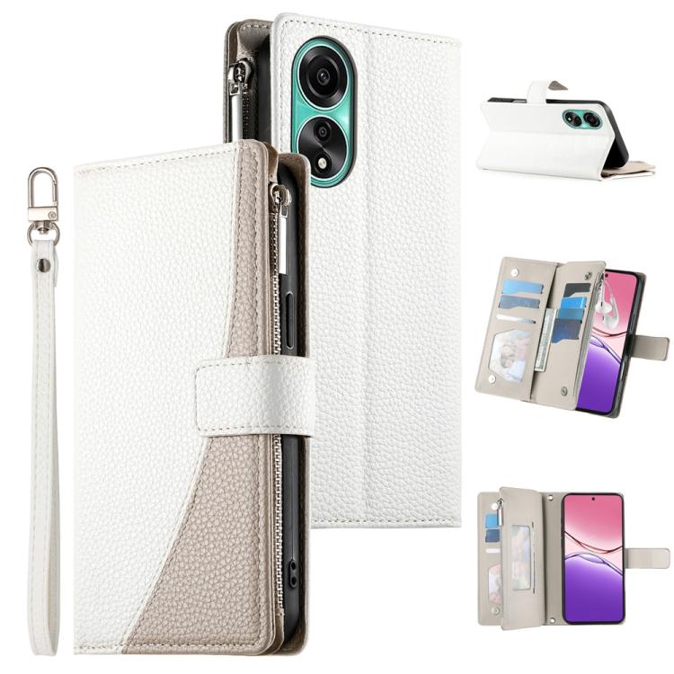 Stitching Multi-card Zipper Wallet Leather Phone Case with Short Strap, For OPPO Reno11 F / F25 Pro India, For OPPO Reno11 Global, For OPPO Reno11 Pro Global, For OPPO A18 / A38 Global, For OPPO A58 4G Global, For OPPO Reno10 / Reno10 Pro Global       ...