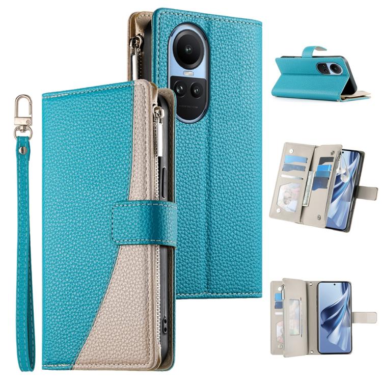 Stitching Multi-card Zipper Wallet Leather Phone Case with Short Strap, For OPPO Reno11 F / F25 Pro India, For OPPO Reno11 Global, For OPPO Reno11 Pro Global, For OPPO A18 / A38 Global, For OPPO A58 4G Global, For OPPO Reno10 / Reno10 Pro Global       ...