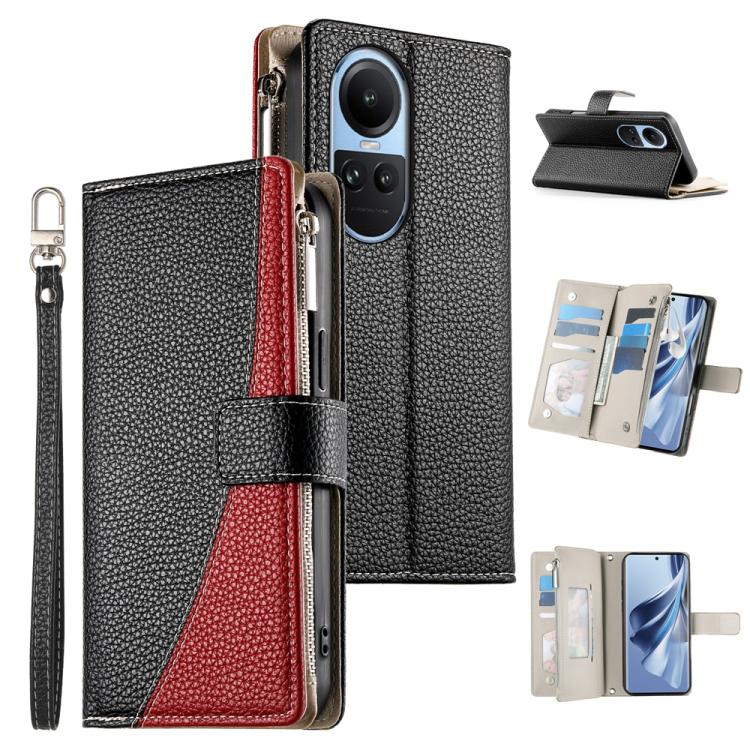 Stitching Multi-card Zipper Wallet Leather Phone Case with Short Strap, For OPPO Reno11 F / F25 Pro India, For OPPO Reno11 Global, For OPPO Reno11 Pro Global, For OPPO A18 / A38 Global, For OPPO A58 4G Global, For OPPO Reno10 / Reno10 Pro Global       ...