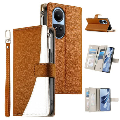 Stitching Multi-card Zipper Wallet Leather Phone Case with Short Strap, For OPPO Reno11 F / F25 Pro India, For OPPO Reno11 Global, For OPPO Reno11 Pro Global, For OPPO A18 / A38 Global, For OPPO A58 4G Global, For OPPO Reno10 / Reno10 Pro Global       ...