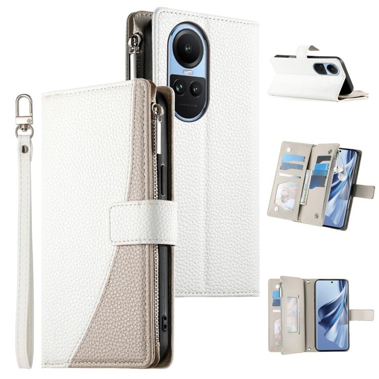 Stitching Multi-card Zipper Wallet Leather Phone Case with Short Strap, For OPPO Reno11 F / F25 Pro India, For OPPO Reno11 Global, For OPPO Reno11 Pro Global, For OPPO A18 / A38 Global, For OPPO A58 4G Global, For OPPO Reno10 / Reno10 Pro Global       ...