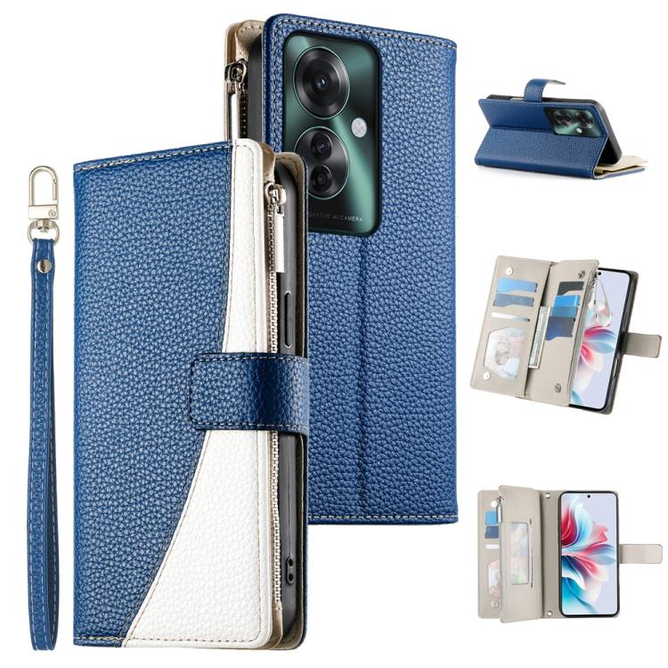 Stitching Multi-card Zipper Wallet Leather Phone Case with Short Strap, For OPPO Reno11 F / F25 Pro India, For OPPO Reno11 Global, For OPPO Reno11 Pro Global, For OPPO A18 / A38 Global, For OPPO A58 4G Global, For OPPO Reno10 / Reno10 Pro Global       ...