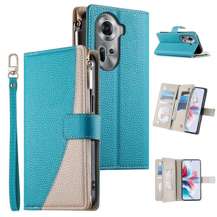 Stitching Multi-card Zipper Wallet Leather Phone Case with Short Strap, For OPPO Reno11 F / F25 Pro India, For OPPO Reno11 Global, For OPPO Reno11 Pro Global, For OPPO A18 / A38 Global, For OPPO A58 4G Global, For OPPO Reno10 / Reno10 Pro Global       ...