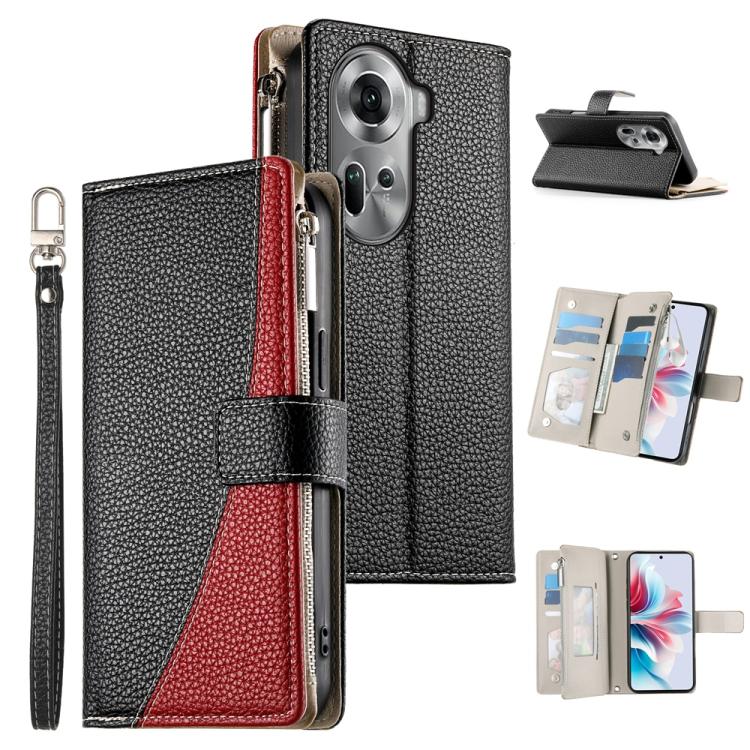 Stitching Multi-card Zipper Wallet Leather Phone Case with Short Strap, For OPPO Reno11 F / F25 Pro India, For OPPO Reno11 Global, For OPPO Reno11 Pro Global, For OPPO A18 / A38 Global, For OPPO A58 4G Global, For OPPO Reno10 / Reno10 Pro Global       ...