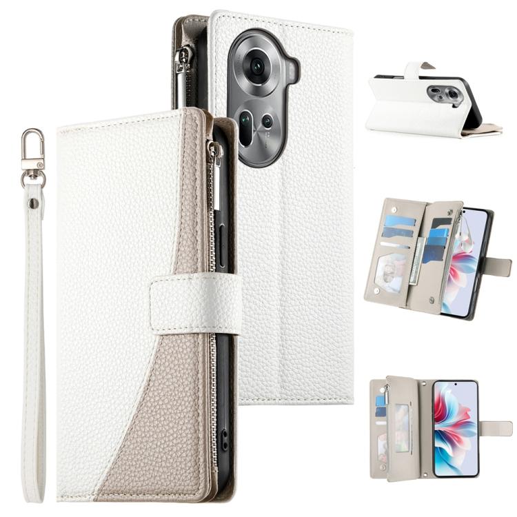 Stitching Multi-card Zipper Wallet Leather Phone Case with Short Strap, For OPPO Reno11 F / F25 Pro India, For OPPO Reno11 Global, For OPPO Reno11 Pro Global, For OPPO A18 / A38 Global, For OPPO A58 4G Global, For OPPO Reno10 / Reno10 Pro Global       ...