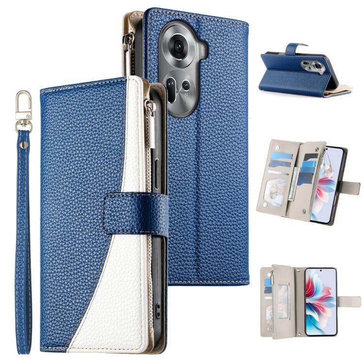 Stitching Multi-card Zipper Wallet Leather Phone Case with Short Strap, For OPPO Reno11 F / F25 Pro India, For OPPO Reno11 Global, For OPPO Reno11 Pro Global, For OPPO A18 / A38 Global, For OPPO A58 4G Global, For OPPO Reno10 / Reno10 Pro Global       ...