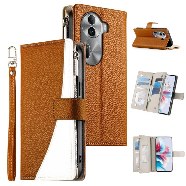 Stitching Multi-card Zipper Wallet Leather Phone Case with Short Strap, For OPPO Reno11 F / F25 Pro India, For OPPO Reno11 Global, For OPPO Reno11 Pro Global, For OPPO A18 / A38 Global, For OPPO A58 4G Global, For OPPO Reno10 / Reno10 Pro Global       ...