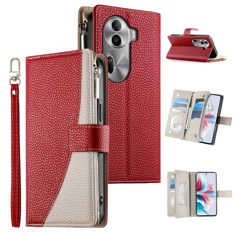 Stitching Multi-card Zipper Wallet Leather Phone Case with Short Strap, For OPPO Reno11 F / F25 Pro India, For OPPO Reno11 Global, For OPPO Reno11 Pro Global, For OPPO A18 / A38 Global, For OPPO A58 4G Global, For OPPO Reno10 / Reno10 Pro Global       ...