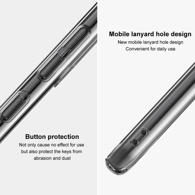 Clear iPhone 12 Pro Max case with lanyard hole design and button protection