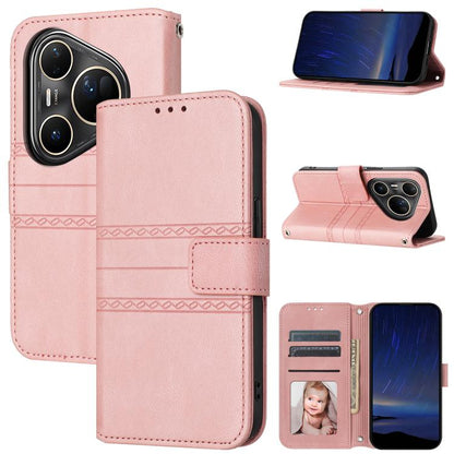 Embossed Stripes Skin Feel Leather Phone Case, For Huawei nova 15 Ultra, For Huawei nova 15 Pro, For Huawei Pura 80 Ultra 5G, For Huawei Pura 80 Pro 5G / 80 Pro+ 5G, For Huawei Pura 80 5G