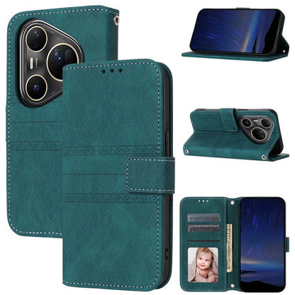 Embossed Stripes Skin Feel Leather Phone Case, For Huawei nova 15 Ultra, For Huawei nova 15 Pro, For Huawei Pura 80 Ultra 5G, For Huawei Pura 80 Pro 5G / 80 Pro+ 5G, For Huawei Pura 80 5G