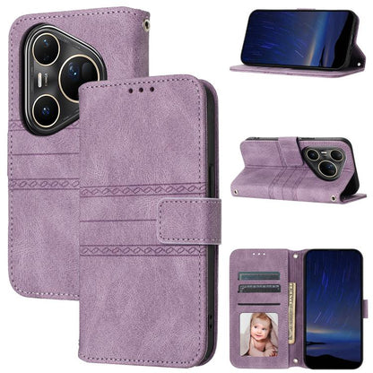 Embossed Stripes Skin Feel Leather Phone Case, For Huawei nova 15 Ultra, For Huawei nova 15 Pro, For Huawei Pura 80 Ultra 5G, For Huawei Pura 80 Pro 5G / 80 Pro+ 5G, For Huawei Pura 80 5G