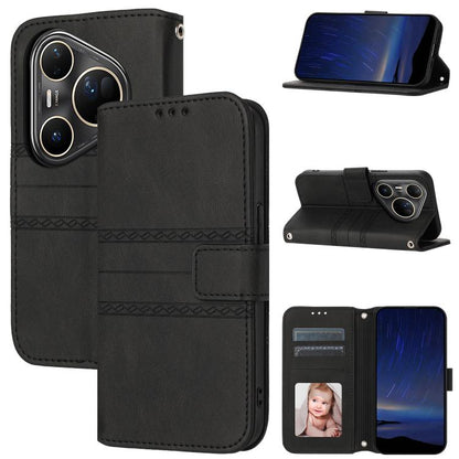 Embossed Stripes Skin Feel Leather Phone Case, For Huawei nova 15 Ultra, For Huawei nova 15 Pro, For Huawei Pura 80 Ultra 5G, For Huawei Pura 80 Pro 5G / 80 Pro+ 5G, For Huawei Pura 80 5G