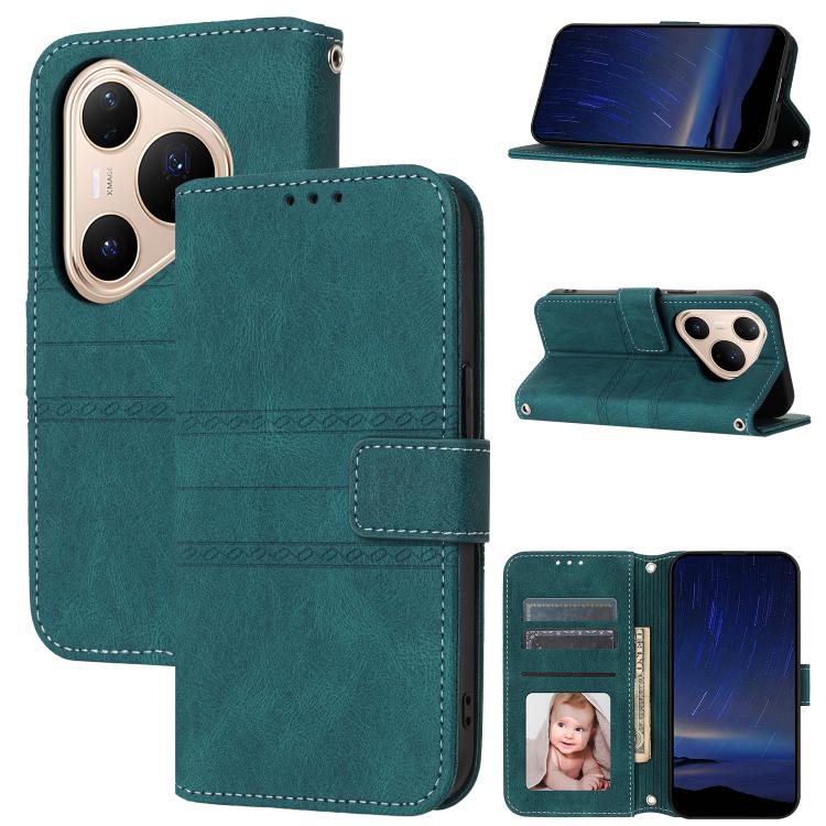 Embossed Stripes Skin Feel Leather Phone Case, For Huawei nova 15 Ultra, For Huawei nova 15 Pro, For Huawei Pura 80 Ultra 5G, For Huawei Pura 80 Pro 5G / 80 Pro+ 5G, For Huawei Pura 80 5G