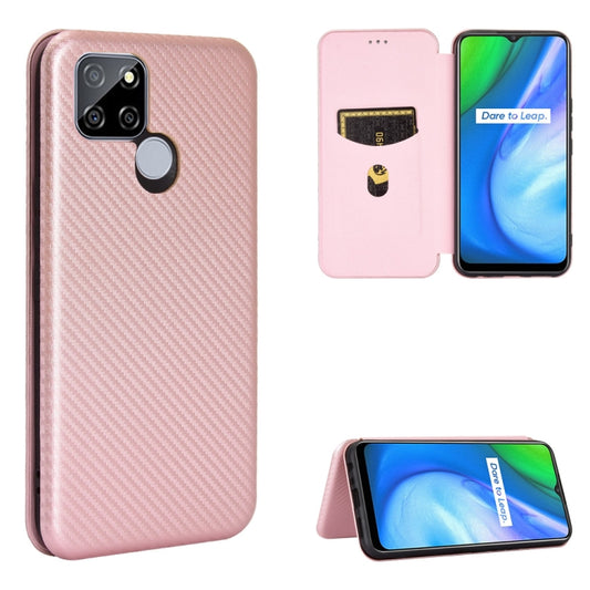 Pink carbon-fiber texture magnetic flip phone case with card slot and stand cover