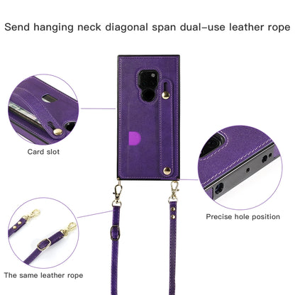 Purple shockproof phone wallet case with crossbody lanyard and card slot