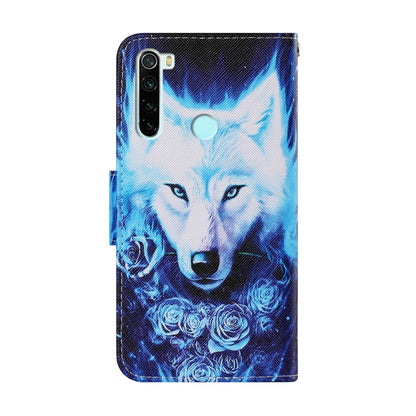 Blue wolf PU leather flip phone case with camera and speaker cutouts