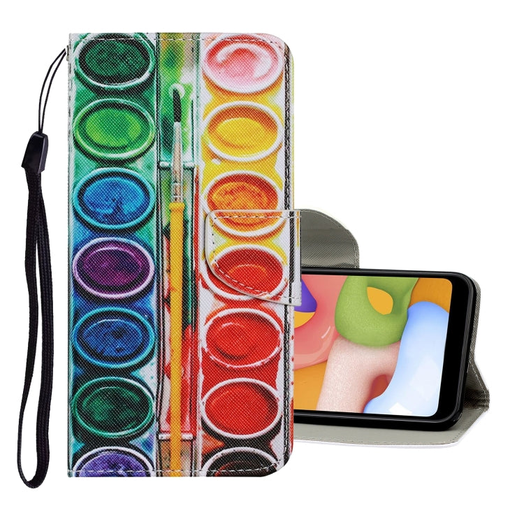 PU leather flip phone wallet case with rainbow circle pattern, card holder, lanyard
