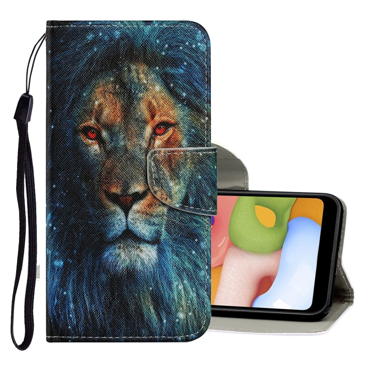 PU leather flip phone case with holder and card slots, blue wolf drawing, wrist strap