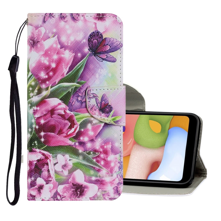 PU leather phone wallet case with pink floral print, card slots, wrist strap.