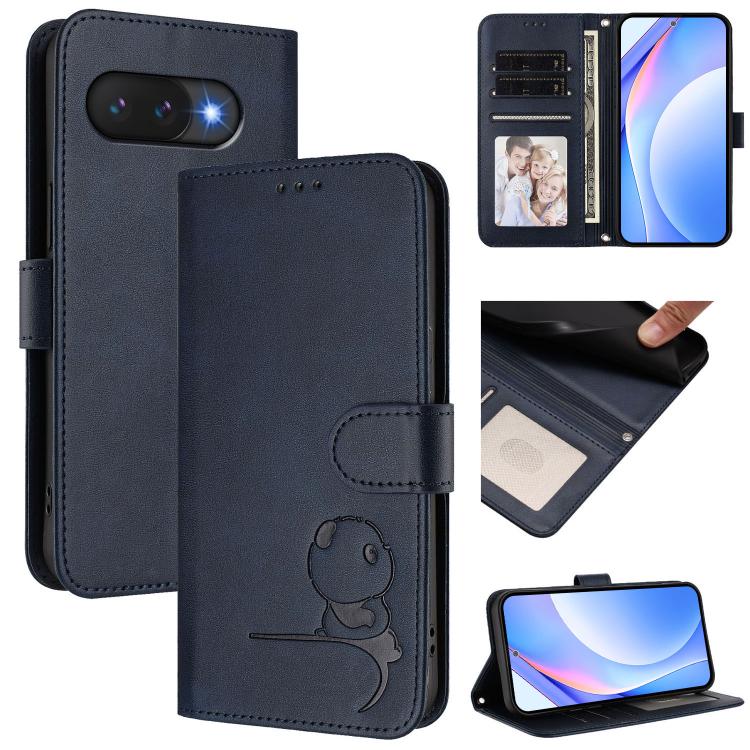 Litter Panda Embossing RFID Leather Phone Case with Lanyard, For Google Pixel 11 Pro XL, For Google Pixel 11 Pro / 11, For Google Pixel 10 Pro XL / 9 Pro XL, For Google Pixel 10 / 10 Pro, For Google Pixel 9a, For Google Pixel 9 / 9 Pro                 ...