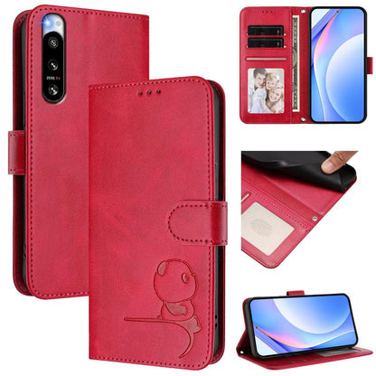Litter Panda Embossing RFID Leather Phone Case with Lanyard, For Sony Xperia 1 VIII, For Sony Xperia 10 VII, For Sony Xperia 1 VII, For Sony Xperia 10 VI, For Sony Xperia 1 VI, For Sony Xperia 5 VI, For Sony Xperia 5 V, For Sony Xperia 1 V             ...