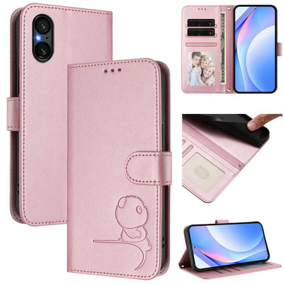 Litter Panda Embossing RFID Leather Phone Case with Lanyard, For Sony Xperia 1 VIII, For Sony Xperia 10 VII, For Sony Xperia 1 VII, For Sony Xperia 10 VI, For Sony Xperia 1 VI, For Sony Xperia 5 VI, For Sony Xperia 5 V, For Sony Xperia 1 V             ...