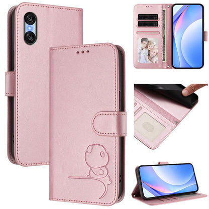 Litter Panda Embossing RFID Leather Phone Case with Lanyard, For Sony Xperia 1 VIII, For Sony Xperia 10 VII, For Sony Xperia 1 VII, For Sony Xperia 10 VI, For Sony Xperia 1 VI, For Sony Xperia 5 VI, For Sony Xperia 5 V, For Sony Xperia 1 V             ...